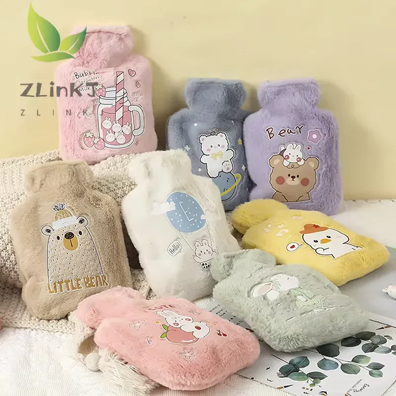 Charming Plush Rabbit & Bear Velvet Hot Water Bottle Hand Warmer alternate