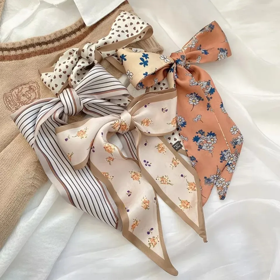 Luxurious Silk-Feel Skinny Scarf and Foulard Ribbon for Hair, Bag, and Wrist Styling