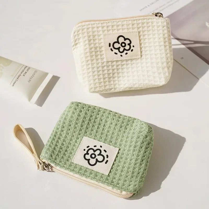 Charming Waffle Texture Coin Purse with Wrist Strap – Compact Zipper Pouch for Everyday Essentials alternate