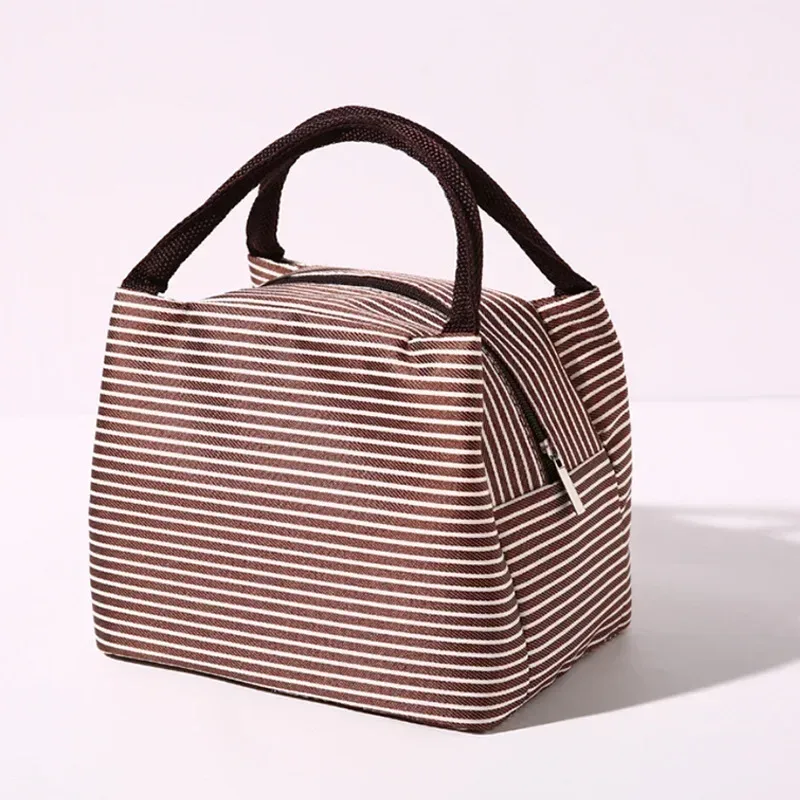 Insulated Striped Oxford Fabric Lunch Bag with Carry Handles – Stylish & Practical Food Tote - Image 11