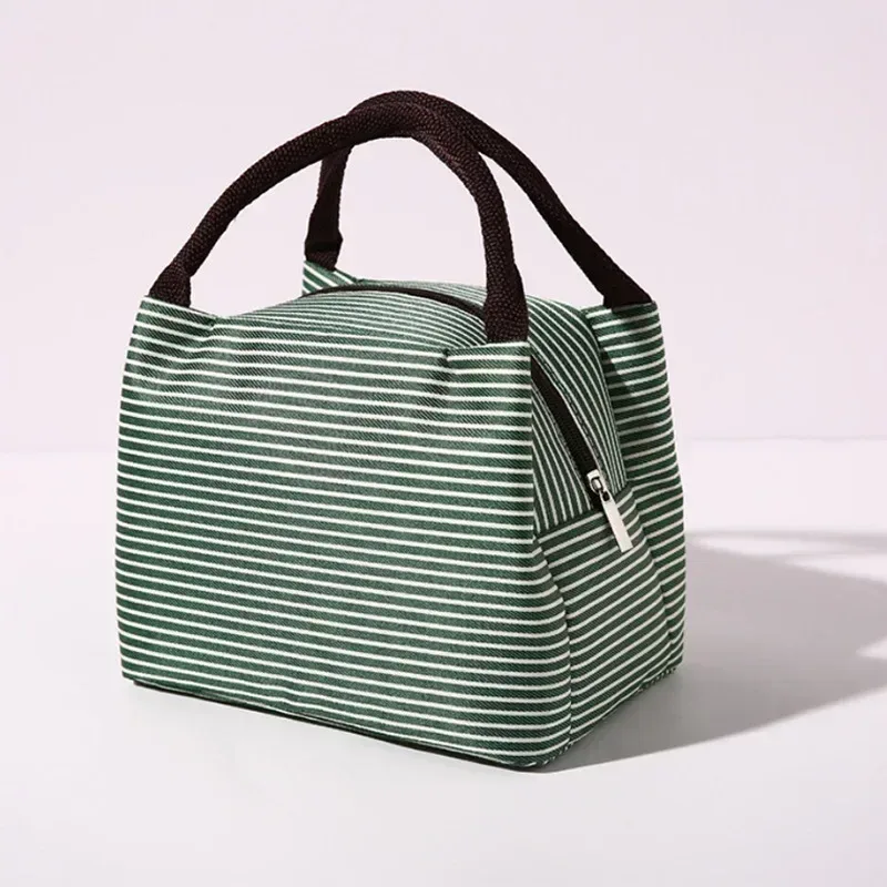 Insulated Striped Oxford Fabric Lunch Bag with Carry Handles – Stylish & Practical Food Tote - Image 10