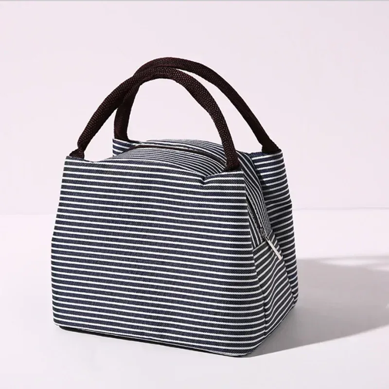 Insulated Striped Oxford Fabric Lunch Bag with Carry Handles – Stylish & Practical Food Tote - Image 7