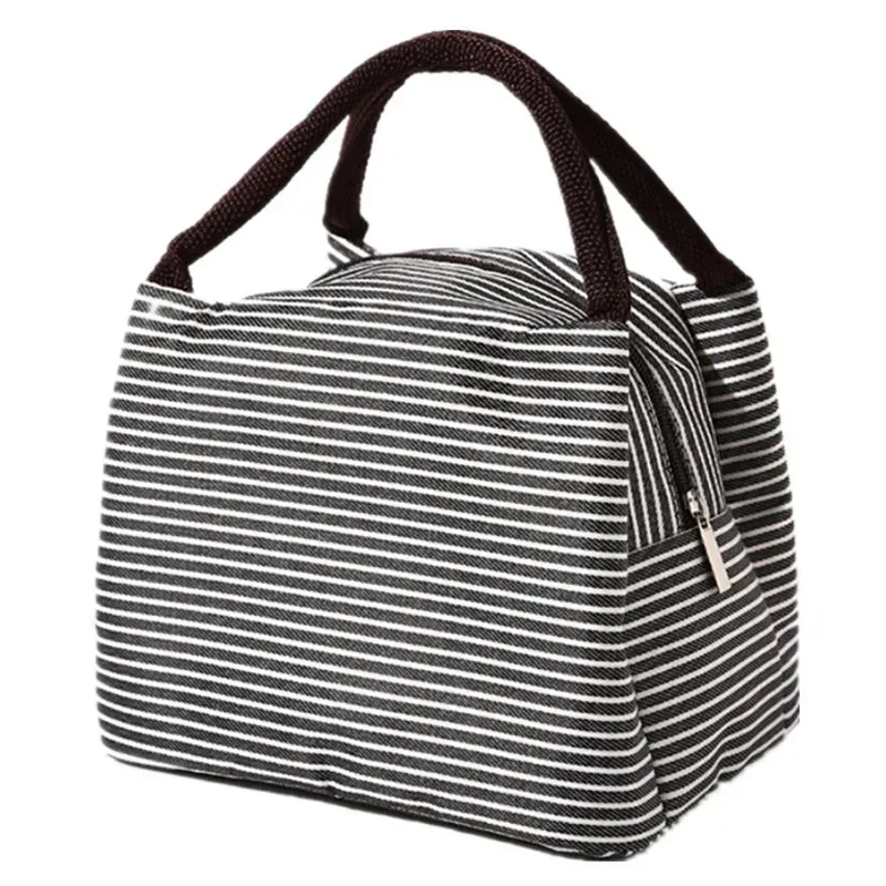 Insulated Striped Oxford Fabric Lunch Bag with Carry Handles – Stylish & Practical Food Tote - Image 5