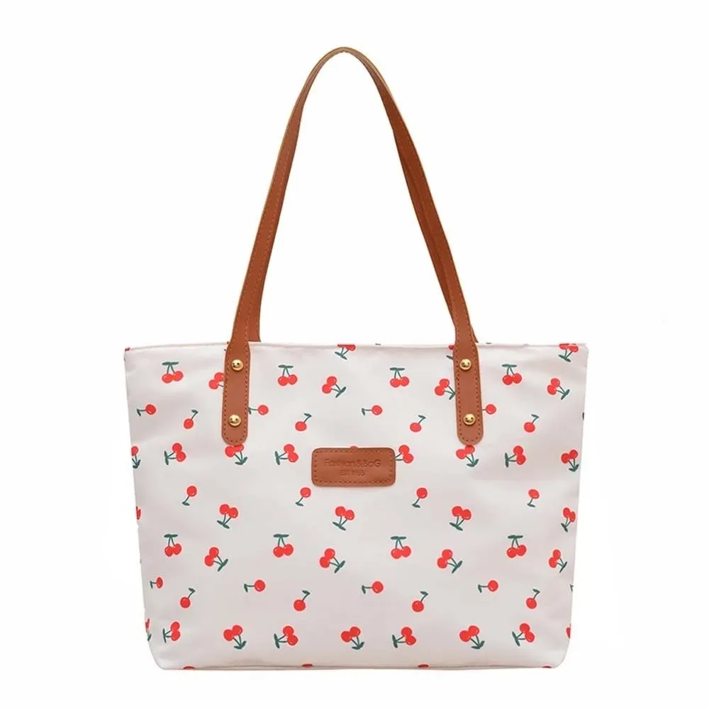 Charming Cherry Print Large Capacity Tote Bag with Durable Shoulder Straps - Image 13