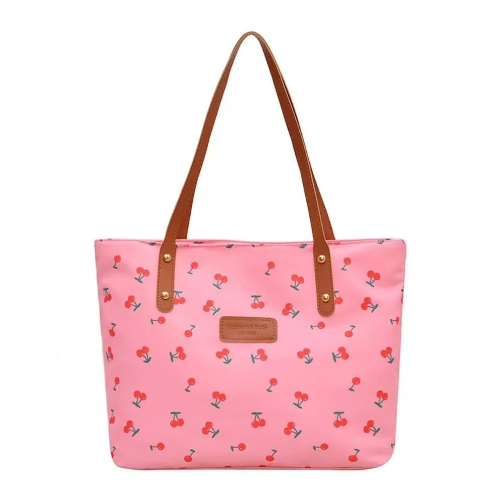 Charming Cherry Print Large Capacity Tote Bag with Durable Shoulder Straps - Image 12