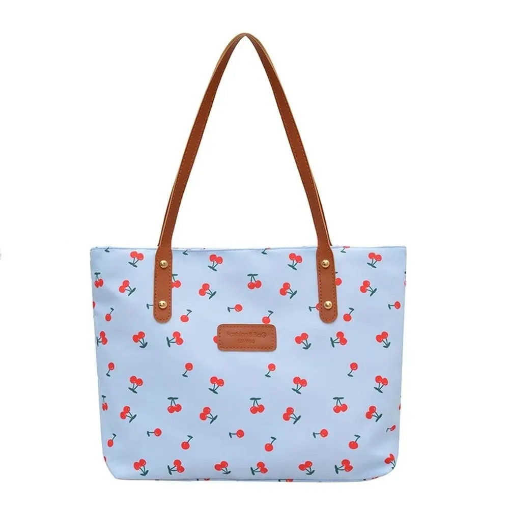 Charming Cherry Print Large Capacity Tote Bag with Durable Shoulder Straps - Image 11