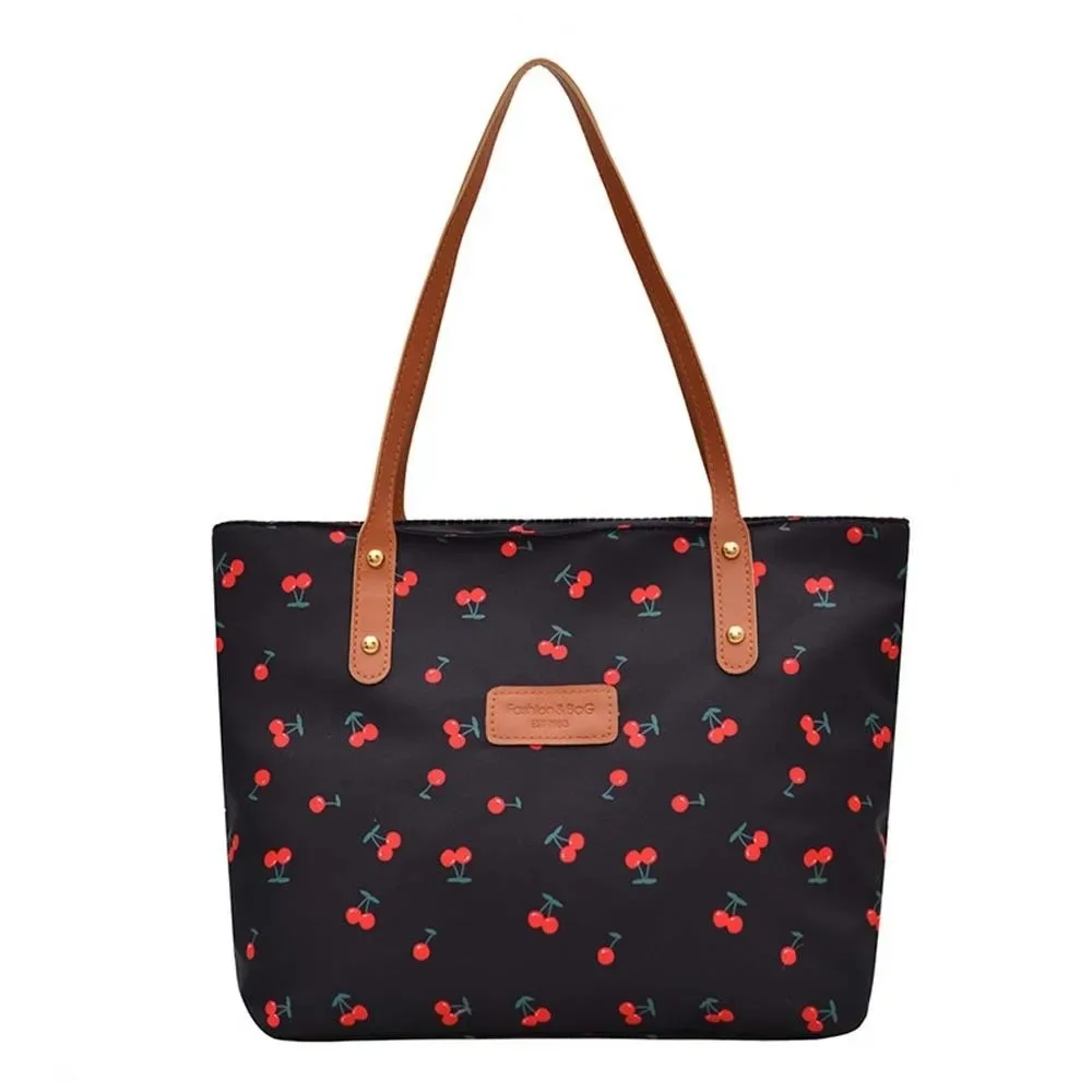 Charming Cherry Print Large Capacity Tote Bag with Durable Shoulder Straps - Image 10