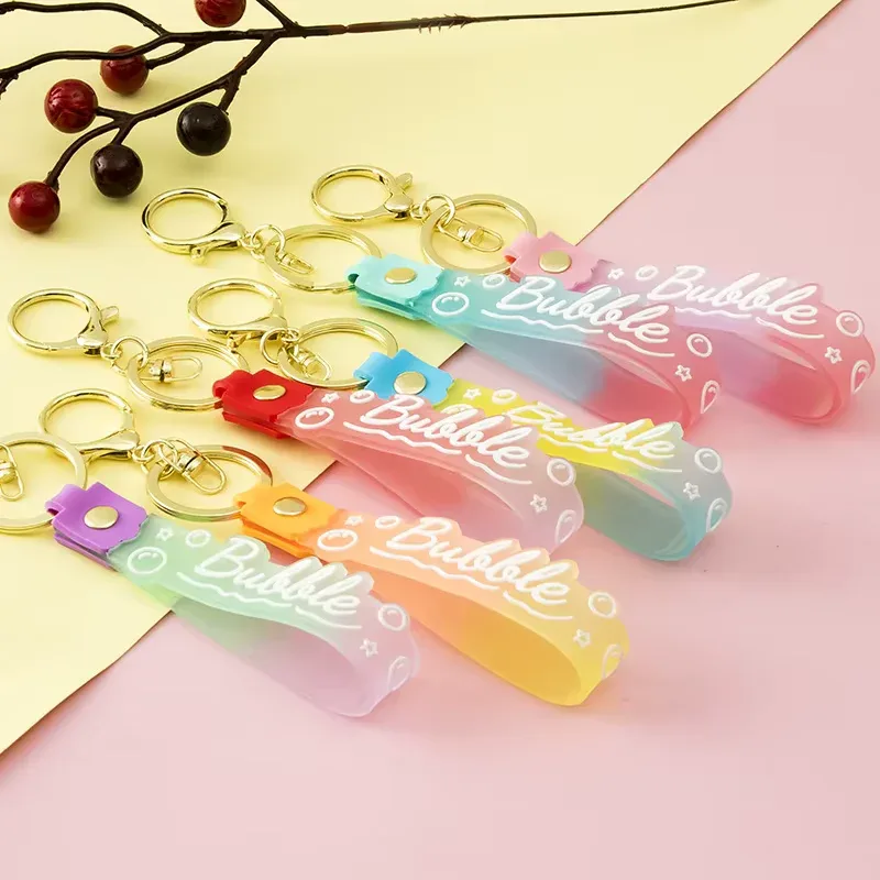 Trendy Bubble Rubber Keychain with Gold-Toned Hardware for Bags and Keys - Image 4
