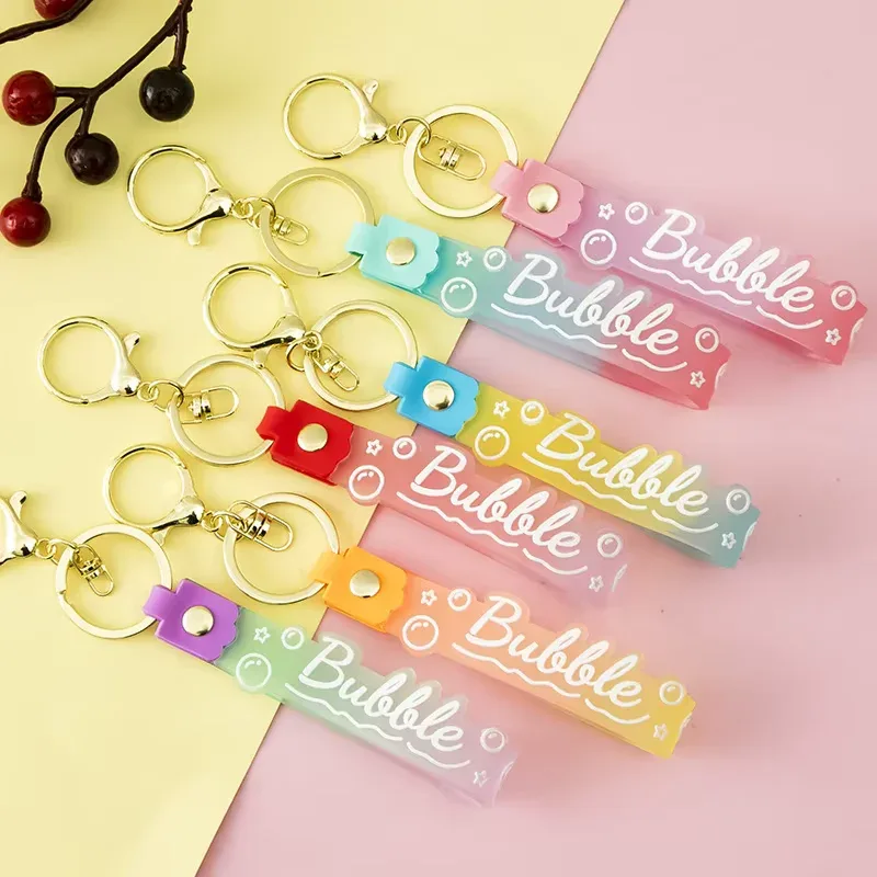 Trendy Bubble Rubber Keychain with Gold-Toned Hardware for Bags and Keys