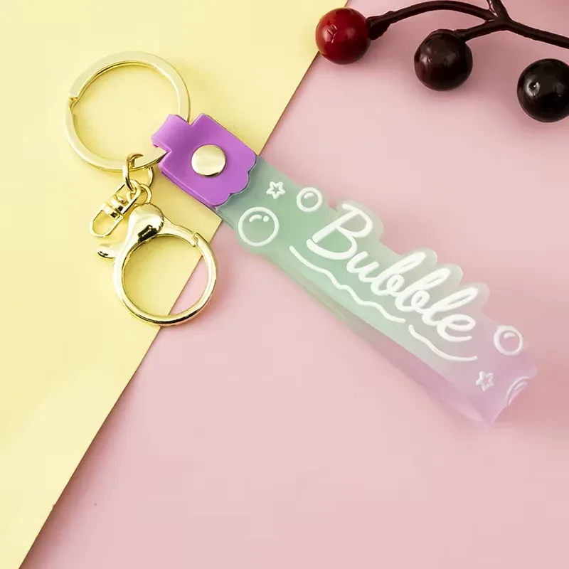 Trendy Bubble Rubber Keychain with Gold-Toned Hardware for Bags and Keys - Image 7