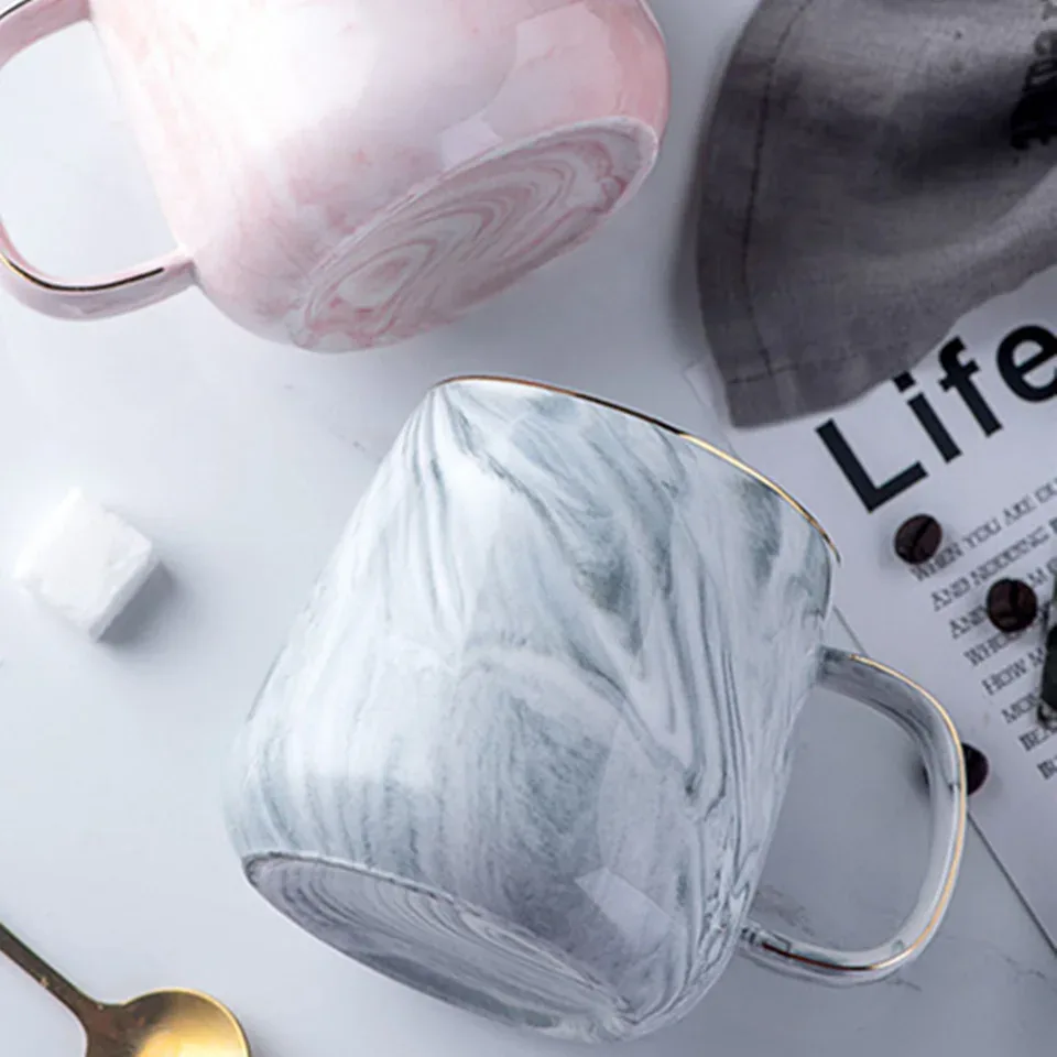 Elegant Marble Ceramic Coffee Mug with Gold Trim – Perfect for Tea, Milk, or Gifting - Image 4