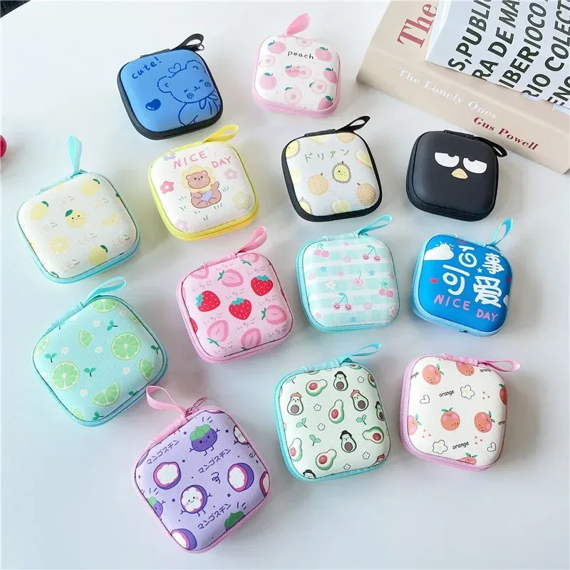 Cute Cartoon Hard-Shell Earbud Case & Mini Organizer Pouch with Zipper