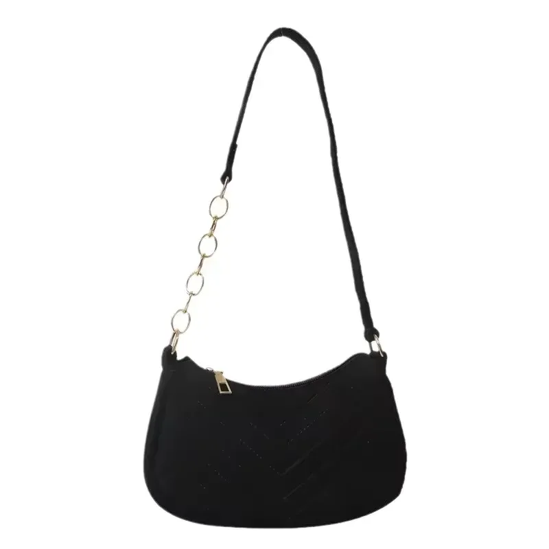 Chic Felt Crescent Shoulder Bag with Optional Pompom Charm — Versatile Everyday Handbag - Image 5