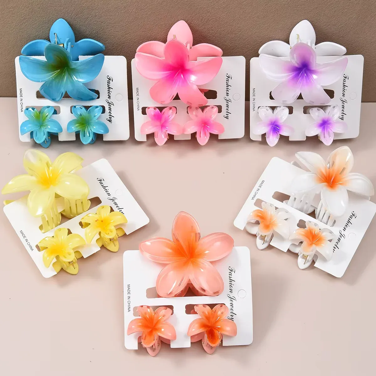 Tropical Plumeria Flower Hair Clips Set - 3 Pcs Decorative Hair Accessories - Image 4