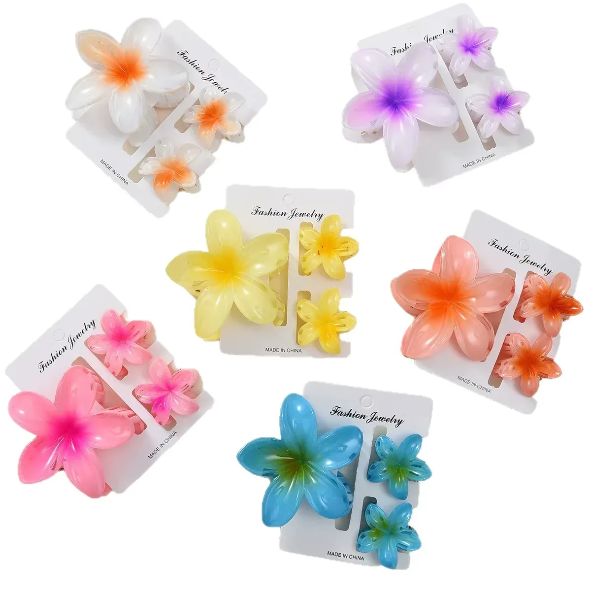 Tropical Plumeria Flower Hair Clips Set - 3 Pcs Decorative Hair Accessories - Image 5