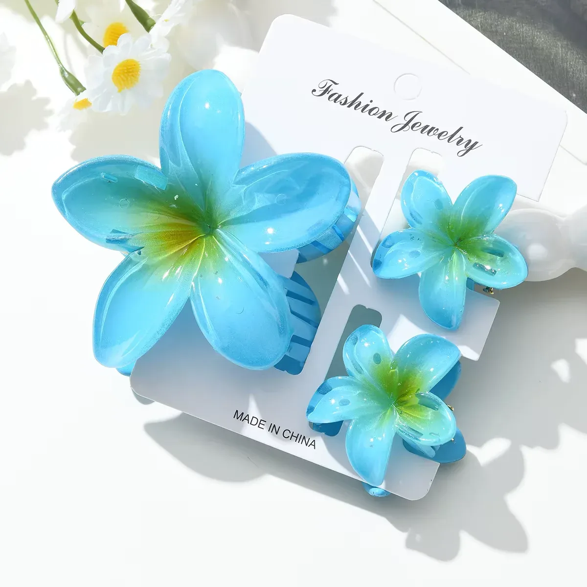 Tropical Plumeria Flower Hair Clips Set - 3 Pcs Decorative Hair Accessories - Image 11