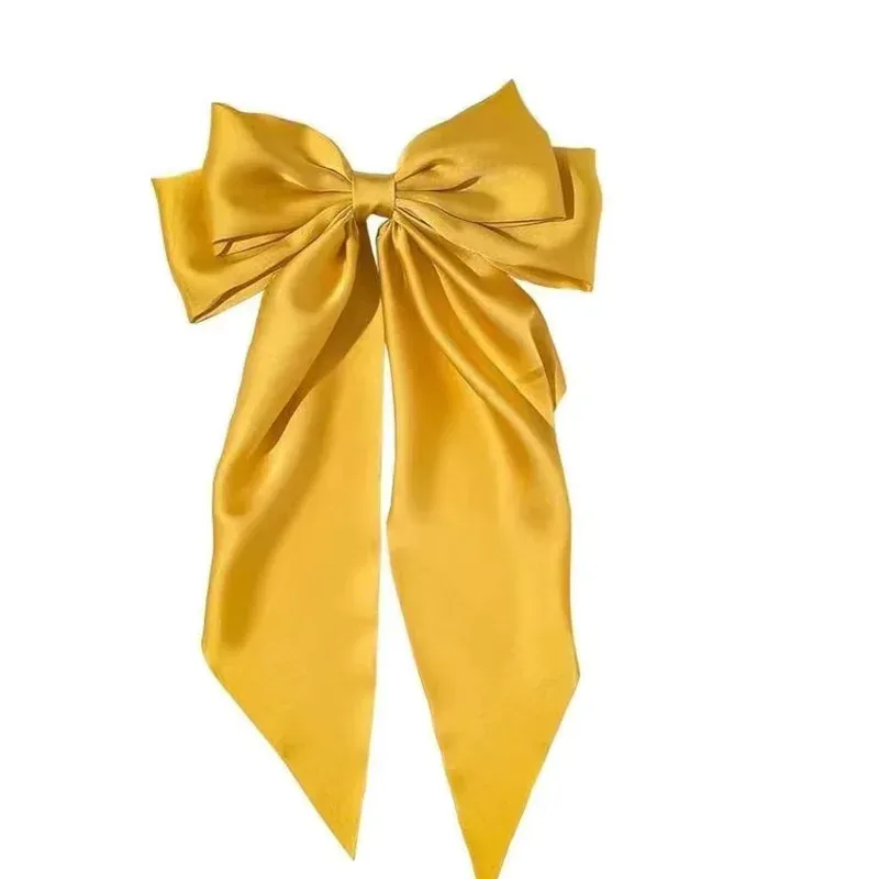 Elegant Chiffon Bow Hair Clip with Long Tails for Women – Solid Color Ponytail Accessory - Image 8