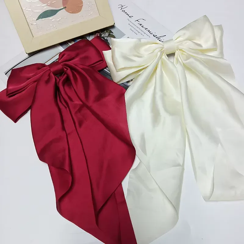 Elegant Chiffon Bow Hair Clip with Long Tails for Women – Solid Color Ponytail Accessory - Image 20