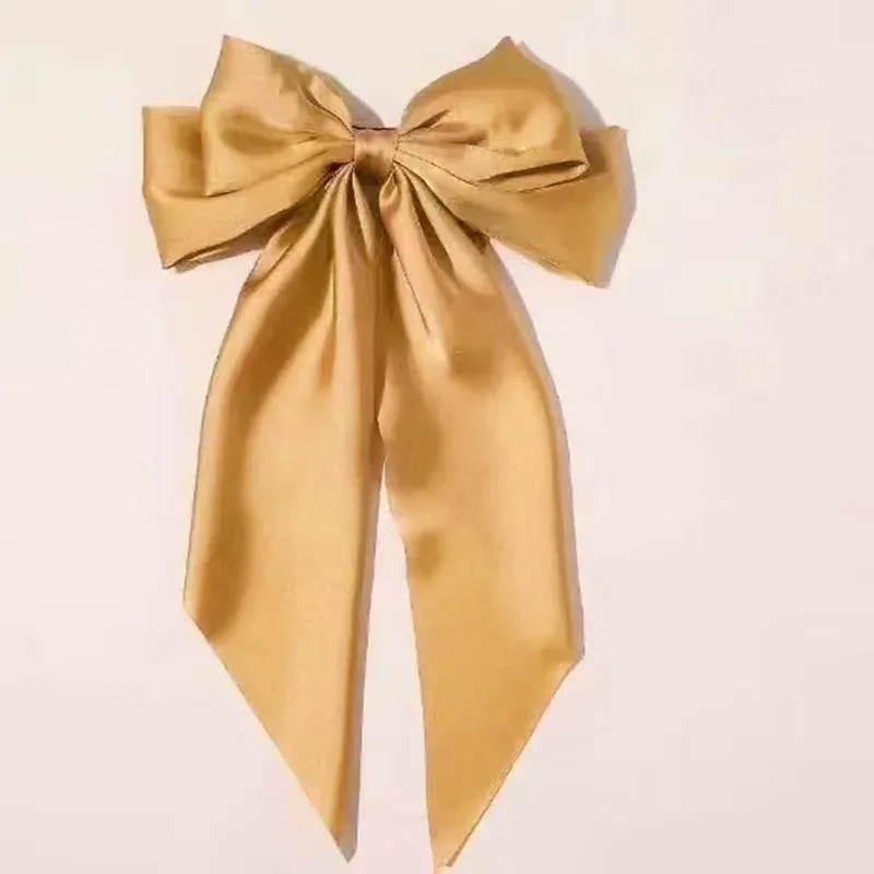 Elegant Chiffon Bow Hair Clip with Long Tails for Women – Solid Color Ponytail Accessory - Image 10