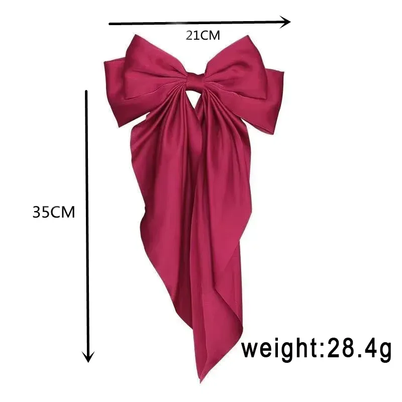 Elegant Chiffon Bow Hair Clip with Long Tails for Women – Solid Color Ponytail Accessory - Image 6
