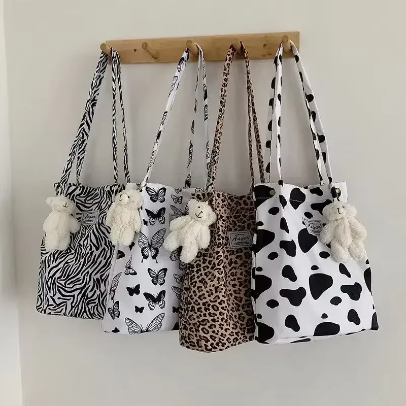Fashionable Printed Canvas Shoulder Tote Bag for Everyday Style & Shopping