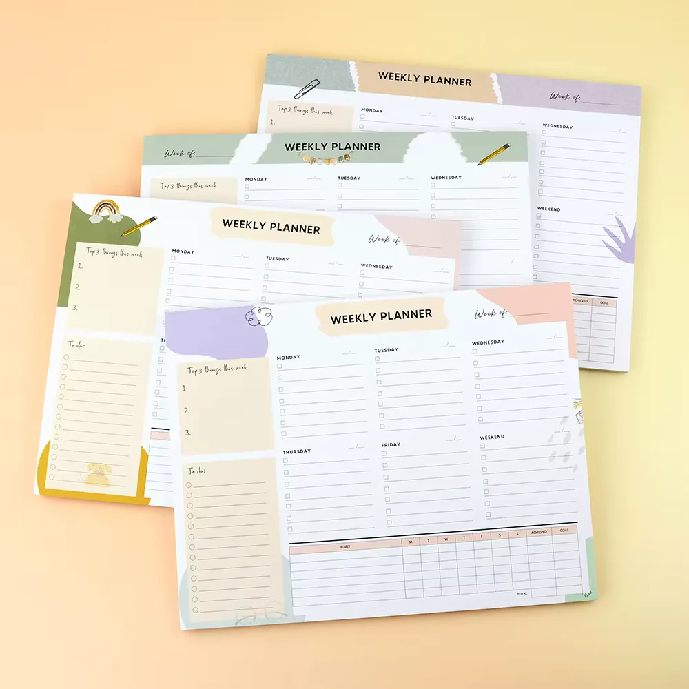 Undated Weekly Planner Pad with Habit Tracker & To-Do List – B5 Size
