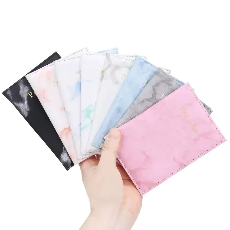 Chic Marble-Patterned PU Leather Passport Holder with Card Slots for Stylish Travel alternate
