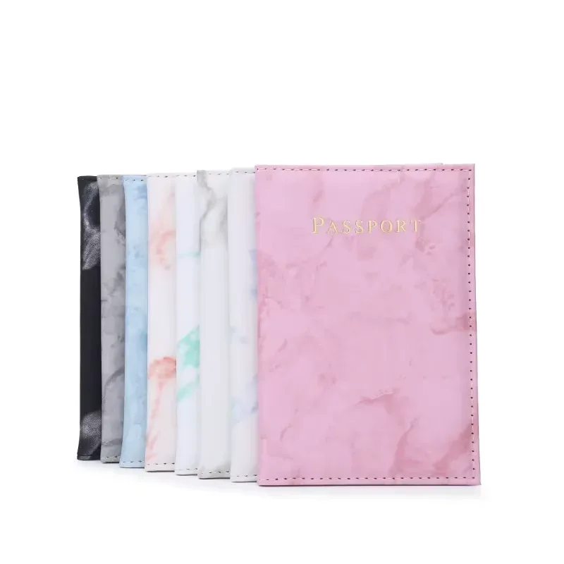 Chic Marble-Patterned PU Leather Passport Holder with Card Slots for Stylish Travel - Image 5