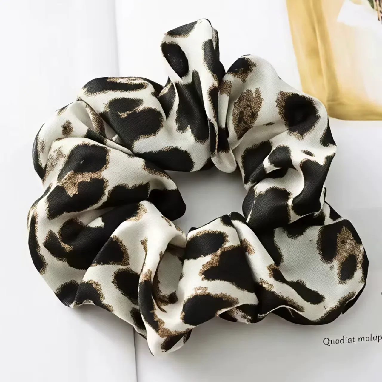Black White Leopard Scrunchie