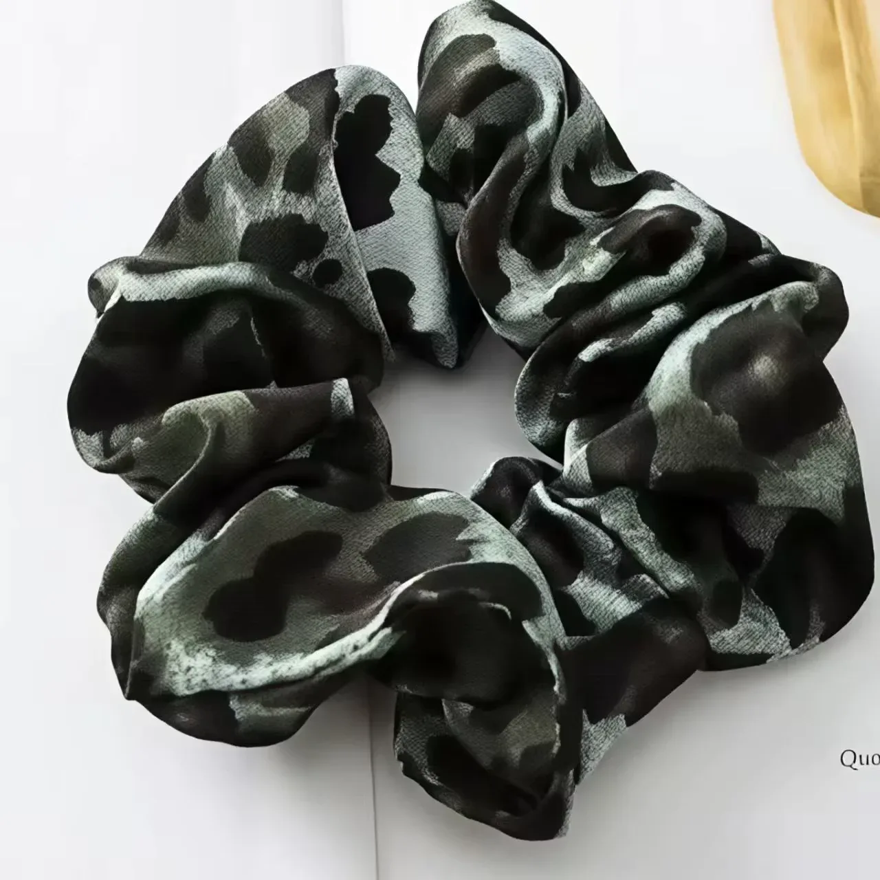Dark Green Leopard Scrunchie