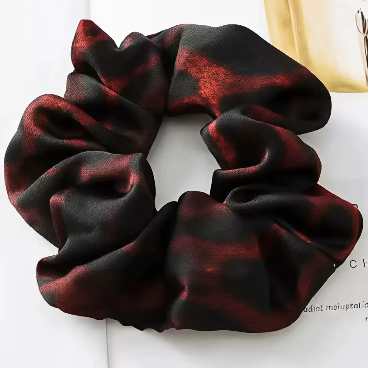 Dark Red Leopard Scrunchie