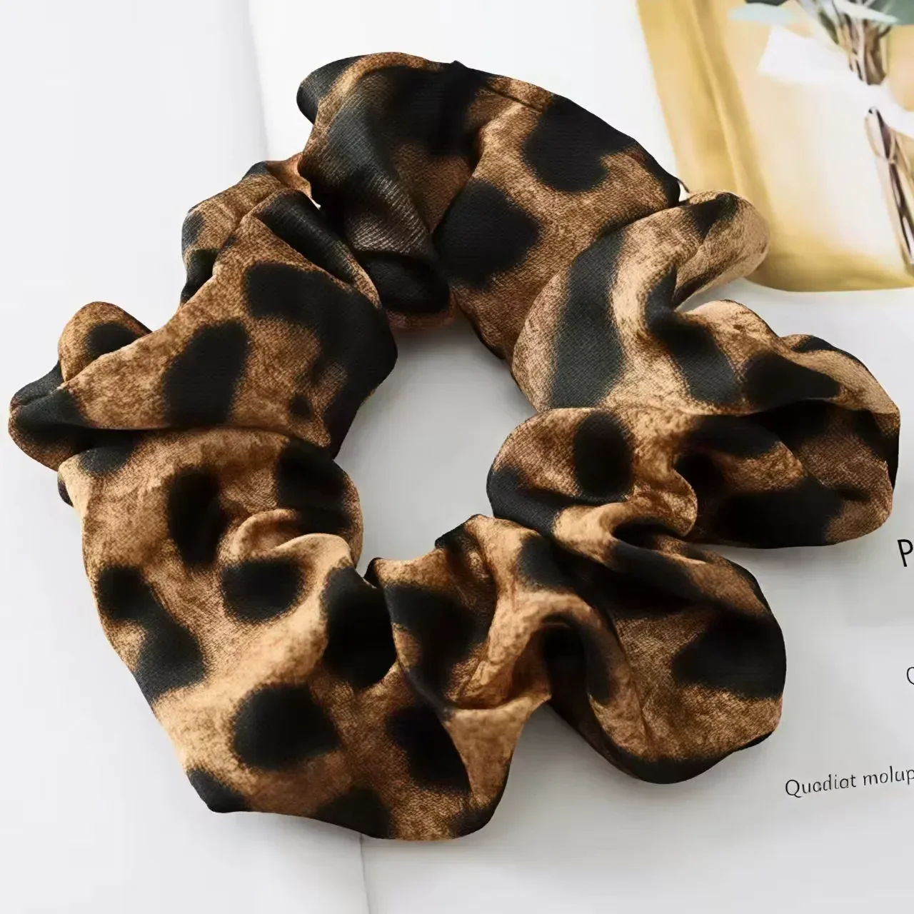 Dark Brown Leopard Scrunchie